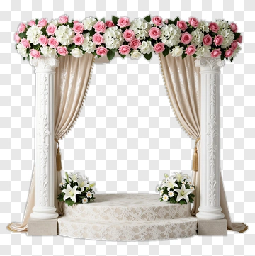 Elegant Wedding Arch With Floral Decorations PNG
