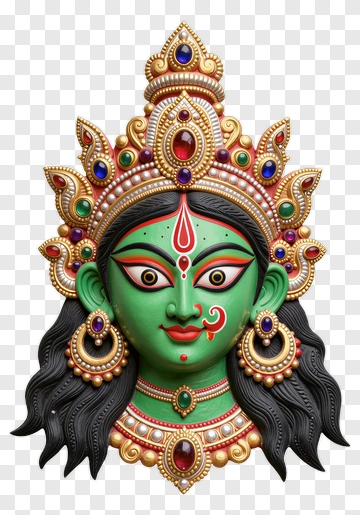 Colorful Goddess Statue With Intricate Jewelry PNG