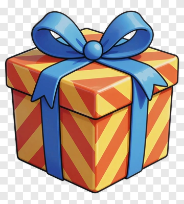 Colorful Gift Box With Blue Ribbon PNG
