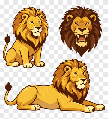 Cartoon Lion Collection PNG