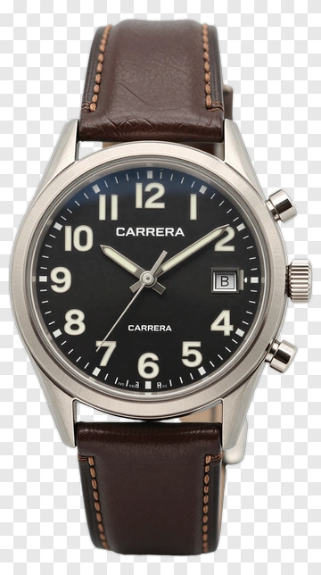 Carrera Watch With Brown Leather Strap PNG