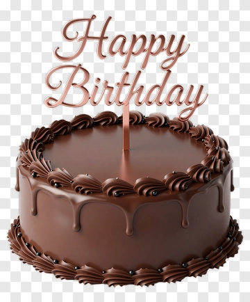 Chocolate Birthday Cake With Happy Birthday Topper PNG