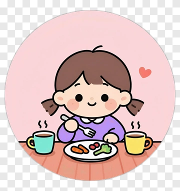 Happy Girl Eating Healthy Food PNG