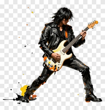 Rock Musician Playing Electric Guitar PNG