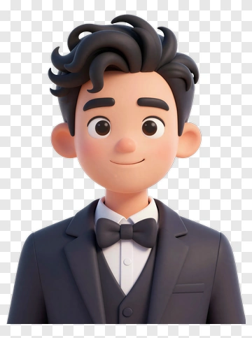 3D Cartoon Boy In Tuxedo PNG