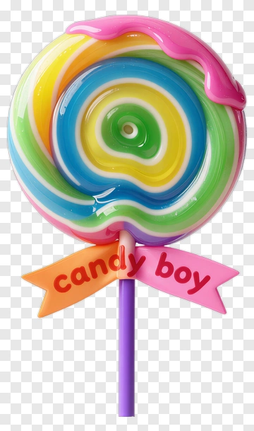 Colorful Lollipop With Candy Boy Tag PNG