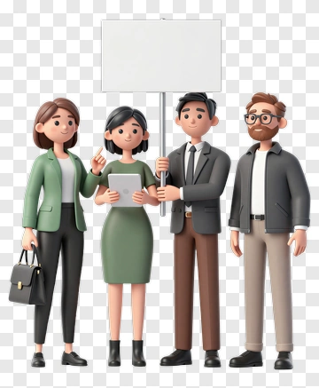 Business Team Holding A Blank Sign PNG