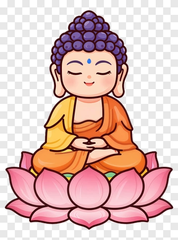 Cartoon Buddha Sitting On A Lotus Flower PNG
