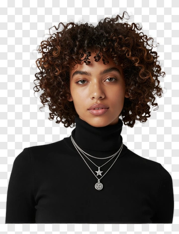 Woman Wearing Layered Necklaces PNG