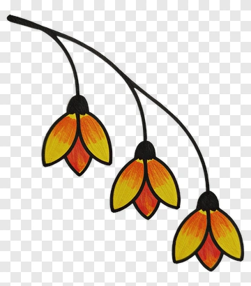 Colorful Flower Branch With Orange And Yellow Blooms PNG