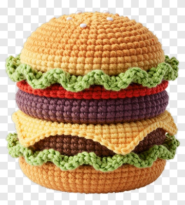 Colorful Crochet Hamburger PNG
