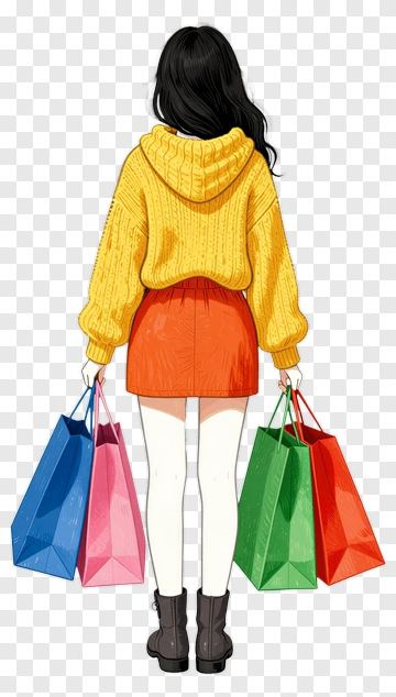Woman Carrying Shopping Bags PNG