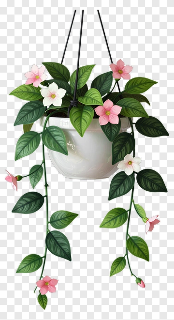 Hanging Plant With Pink Flowers PNG