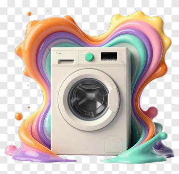 Washing Machine With Colorful Paint Splash PNG