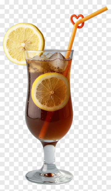Iced Tea With Lemon Slice And Straw PNG