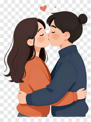 Couple Kissing In A Warm Embrace PNG