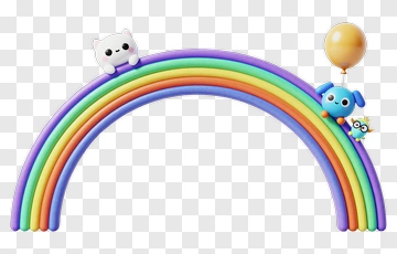 Cartoon Rainbow With Cute Animals And Balloon PNG
