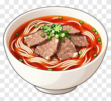 Bowl Of Cartoon Noodle Soup With Beef PNG