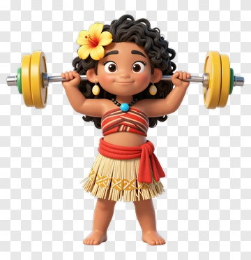 3D Girl Lifting Weights PNG