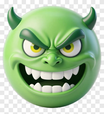 Cartoon Green Monster Face PNG