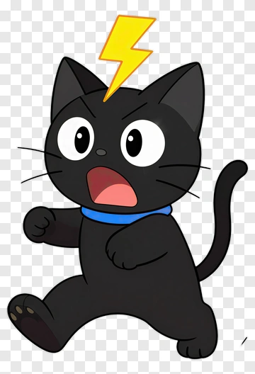 Cartoon Cat With Lightning Bolt PNG