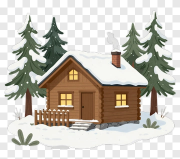 Cozy Cabin In A Snowy Forest PNG