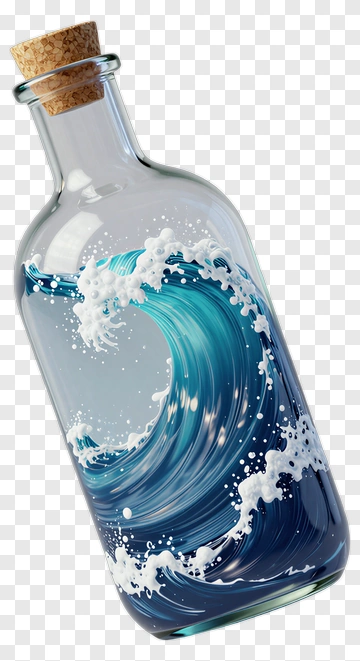 Bottle With A Wave Illustration PNG