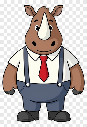 Cartoon Rhinoceros In A Suit PNG