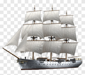 Sailing Ship With White Sails PNG