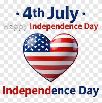Independence Day Heart With American Flag Design PNG