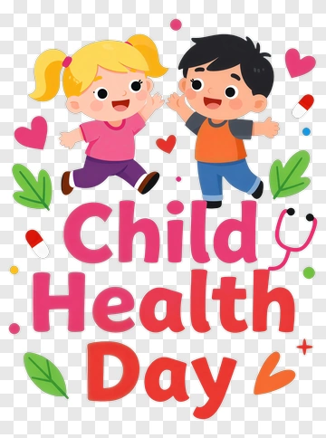 Cartoon Children Celebrating Child Health Day PNG