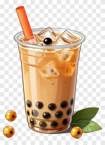 Bubble Tea With Ice And Straw PNG