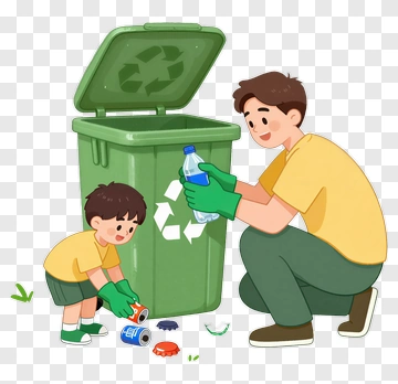 Father And Son Recycling Together PNG