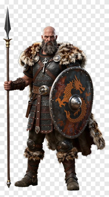 Warrior Holding A Shield And Spear PNG