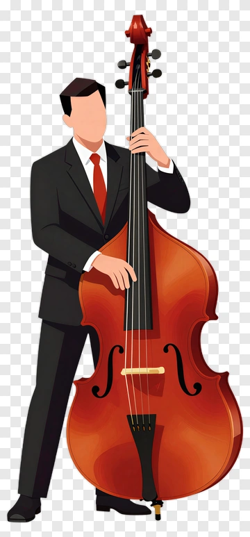 Musician Playing A Double Bass PNG