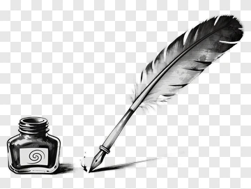Ink Bottle And Quill Pen PNG