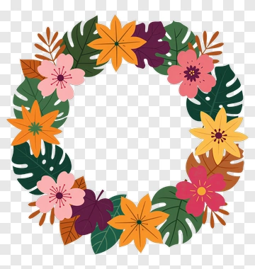 Colorful Floral Wreath PNG
