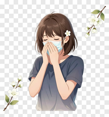 Young Woman Wearing A Mask With A Flower In Her Hair PNG