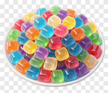 Colorful Candy Cubes On A Plate PNG