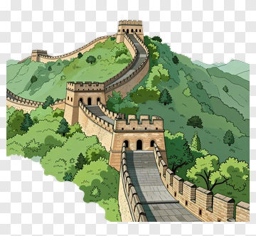 Great Wall Of China Surrounded By Mountains PNG