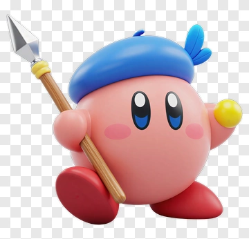Kirby Holding A Spear PNG