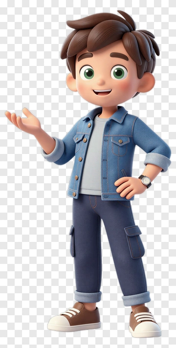 Cartoon Boy Gesturing With A Friendly Smile PNG
