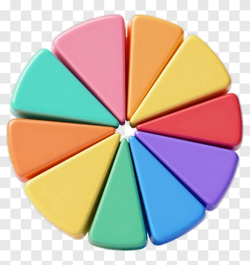 Colorful Plastic Pie Chart Segments PNG