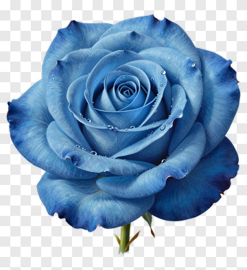 Blue Rose With Water Droplets PNG