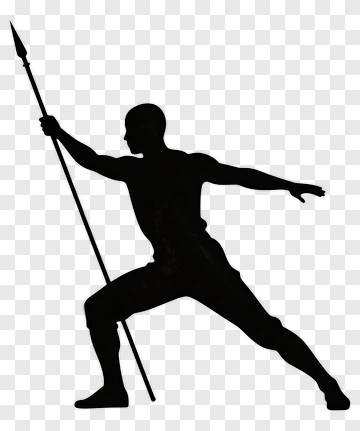 Silhouette Of A Warrior Holding A Spear PNG