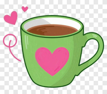 Green Mug With Heart Design PNG