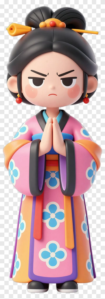 Cartoon Woman In Colorful Traditional Dress PNG