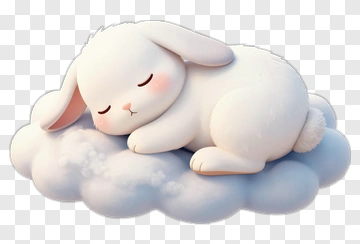 Cute Sleeping Bunny On A Cloud PNG