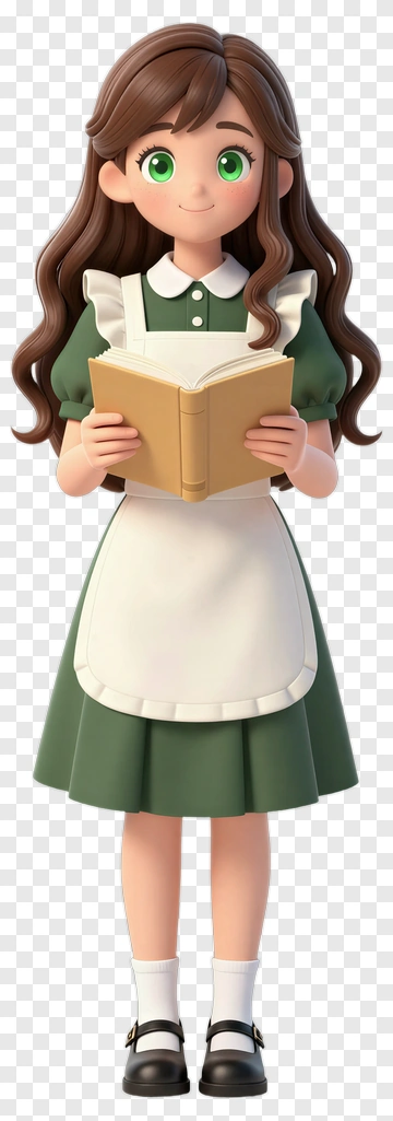 3D Girl Holding A Book PNG