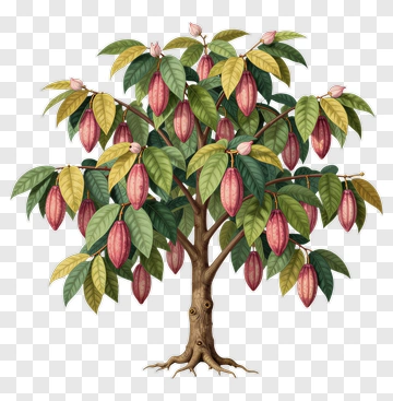 Cacao Tree With Ripe Pods PNG
